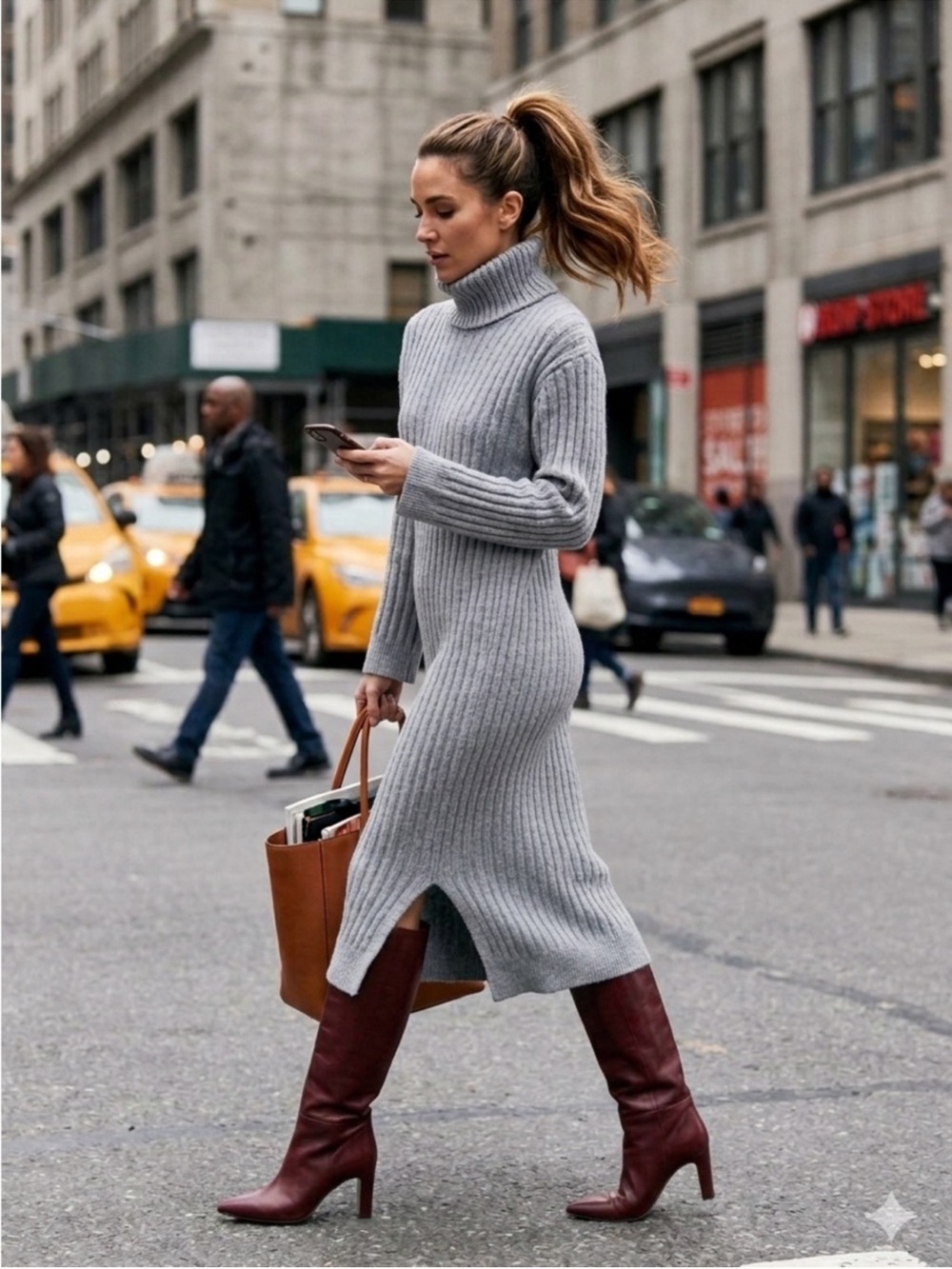 H&M ribbed knit long dress